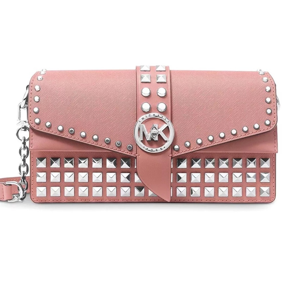 Michael Kors New Rose Pink Saffiano Leather Greenwich Convertible Shoulder Bag